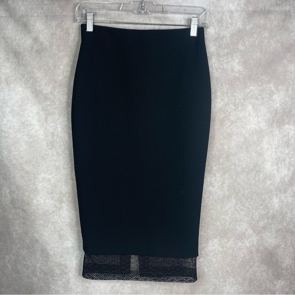 Victoria BeckhamLace Trim Detail Pencil Skirt In Black Women's Size US 6 - Picture 1 of 5